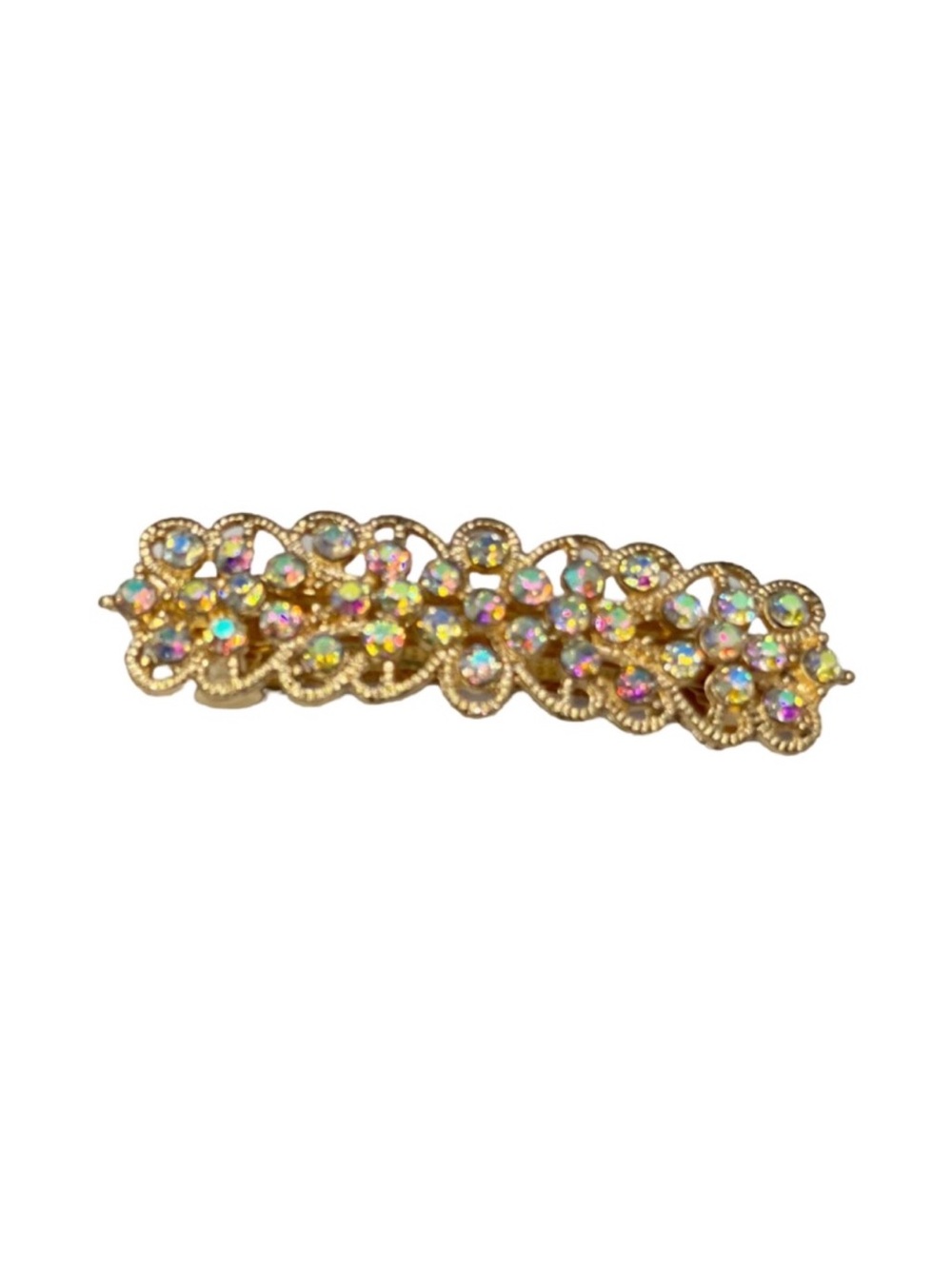 Gold IRIDESCENT Crystal Floral Statement Hair Clip FINAL PRICE DROP